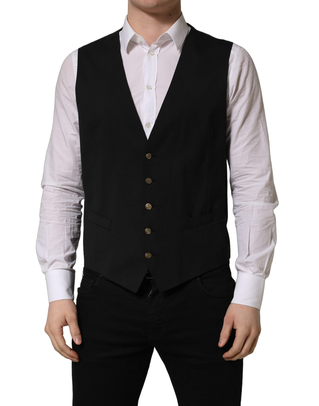 Dolce & Gabbana Zwart Enkele Rij Knoop Heren Gilet