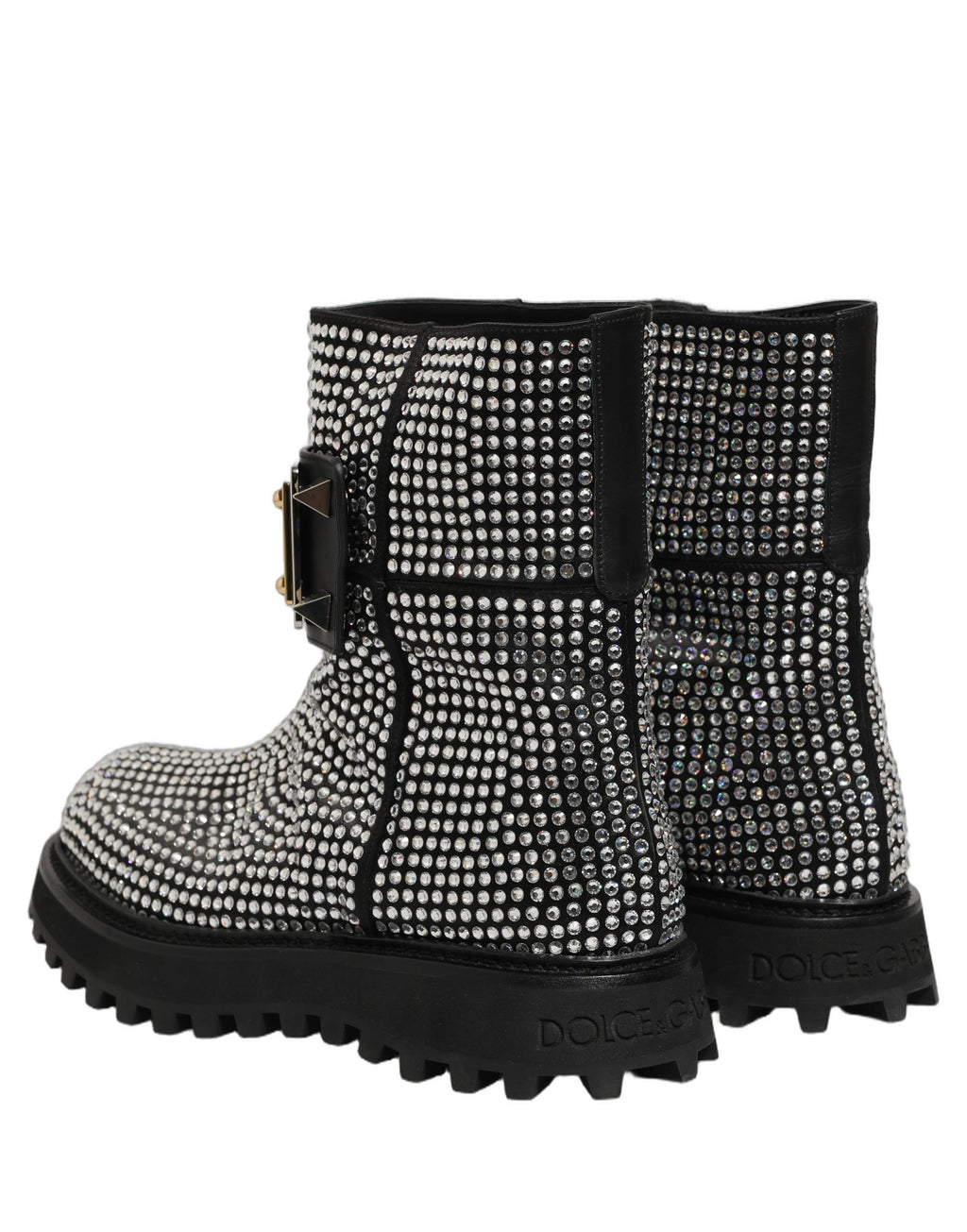 Dolce & Gabbana Schwarze kurze Stiefeletten mit Kristallverzierung