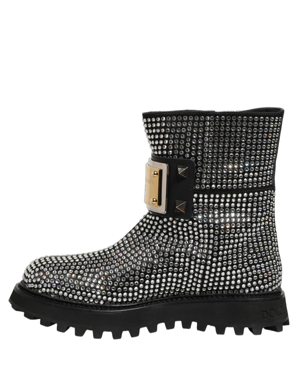 Dolce & Gabbana Schwarze kurze Stiefeletten mit Kristallverzierung