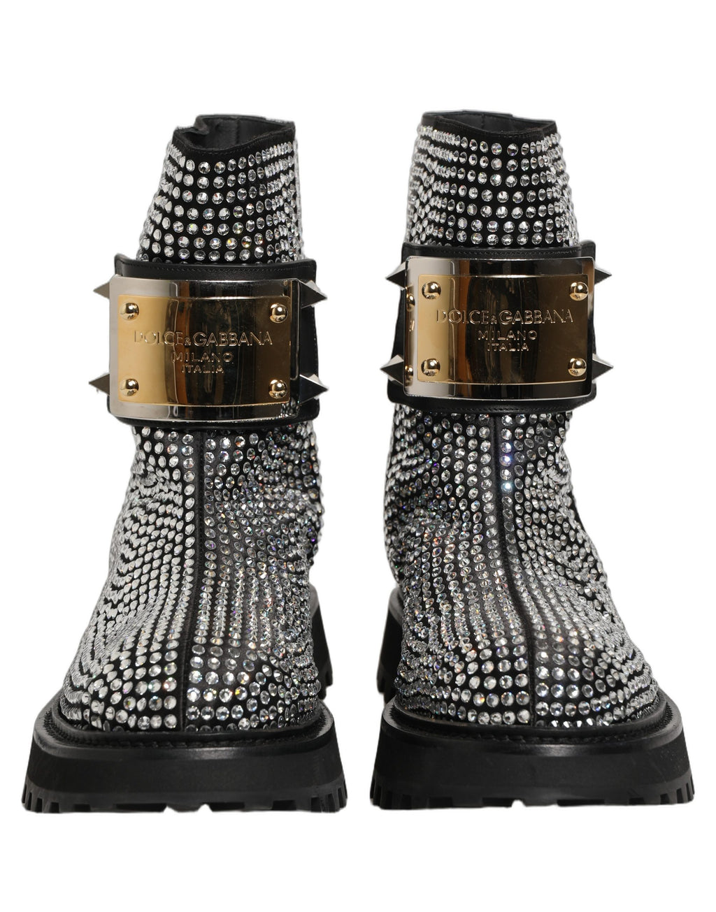 Dolce & Gabbana Schwarze kurze Stiefeletten mit Kristallverzierung