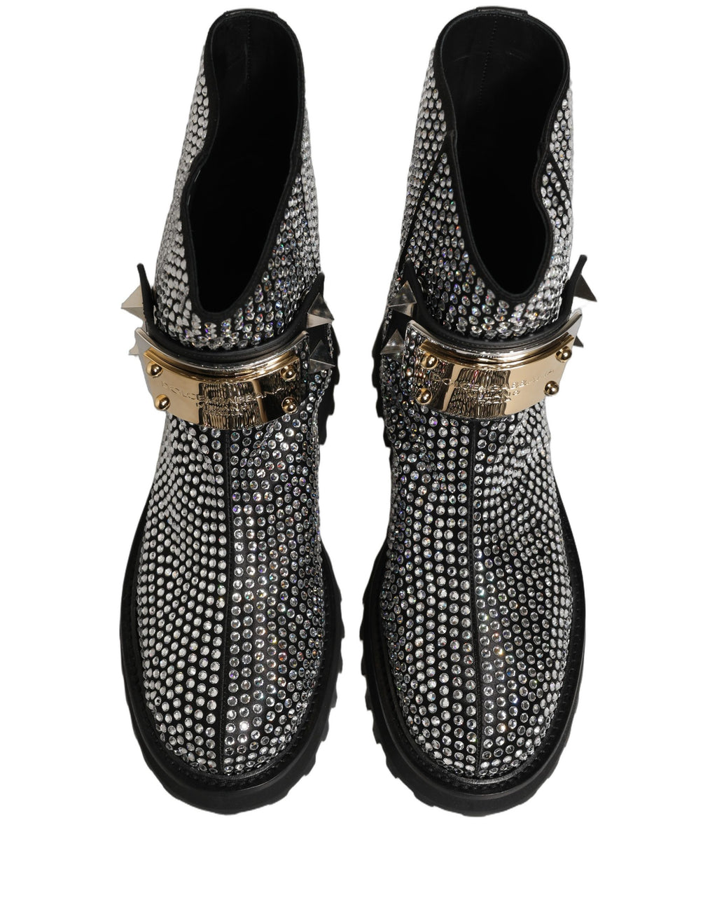 Dolce & Gabbana Schwarze kurze Stiefeletten mit Kristallverzierung