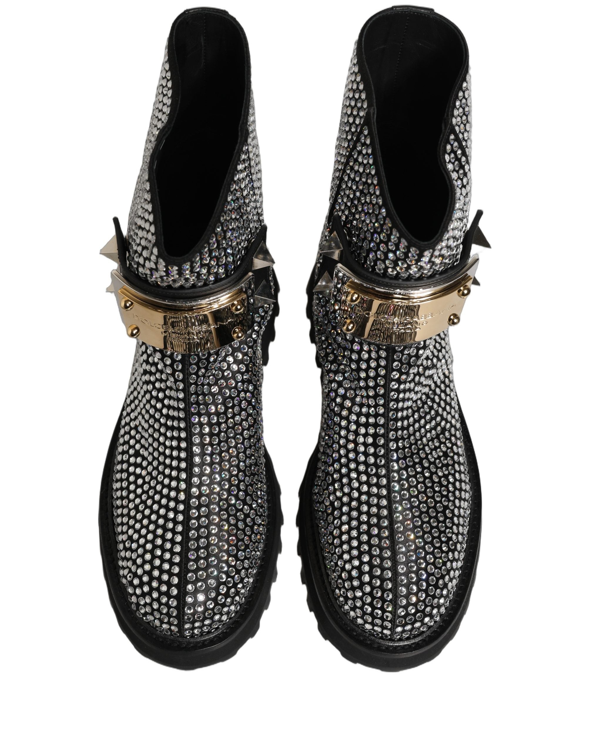 Dolce & Gabbana Schwarze kurze Stiefeletten mit Kristallverzierung