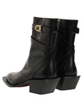 Dolce & Gabbana Schwarze Leder DG Plakette Stiefeletten Schuhe