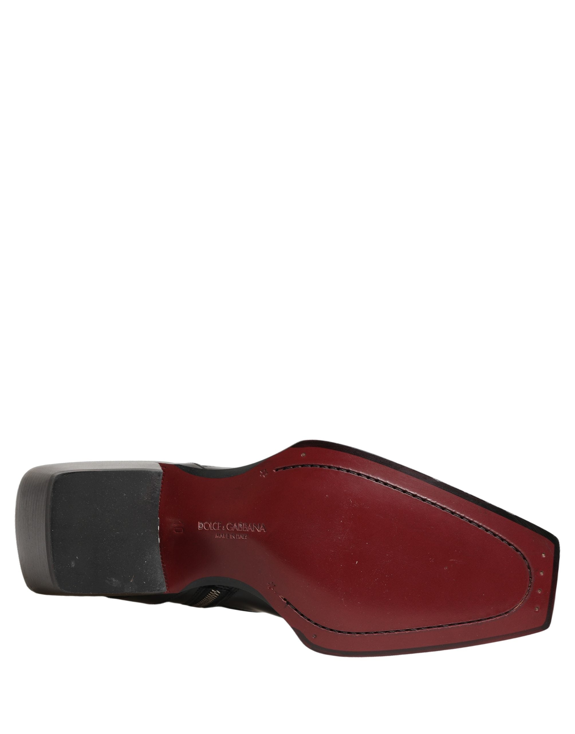 Dolce & Gabbana Schwarze Leder DG Plakette Stiefeletten Schuhe