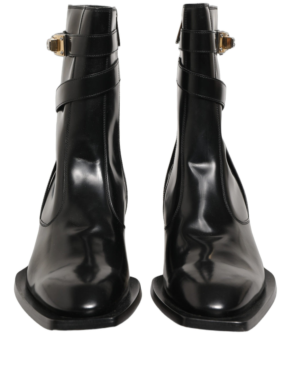 Dolce & Gabbana Schwarze Leder DG Plakette Stiefeletten Schuhe