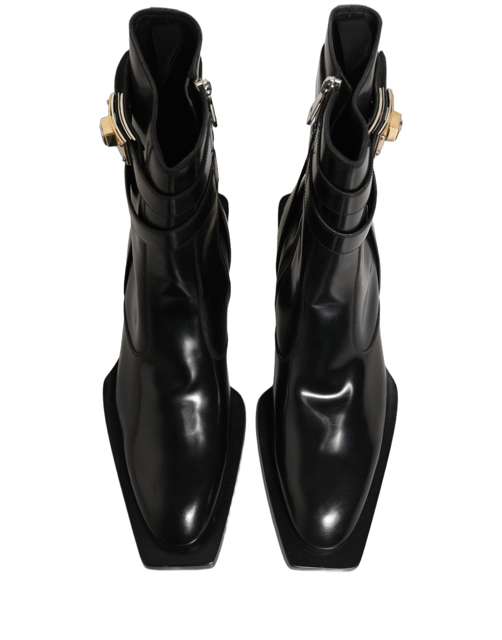 Dolce & Gabbana Schwarze Leder DG Plakette Stiefeletten Schuhe