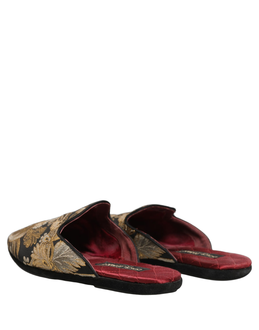 Dolce & Gabbana Schwarze florale Jacquard-Flats Sandalen Herrenschuhe