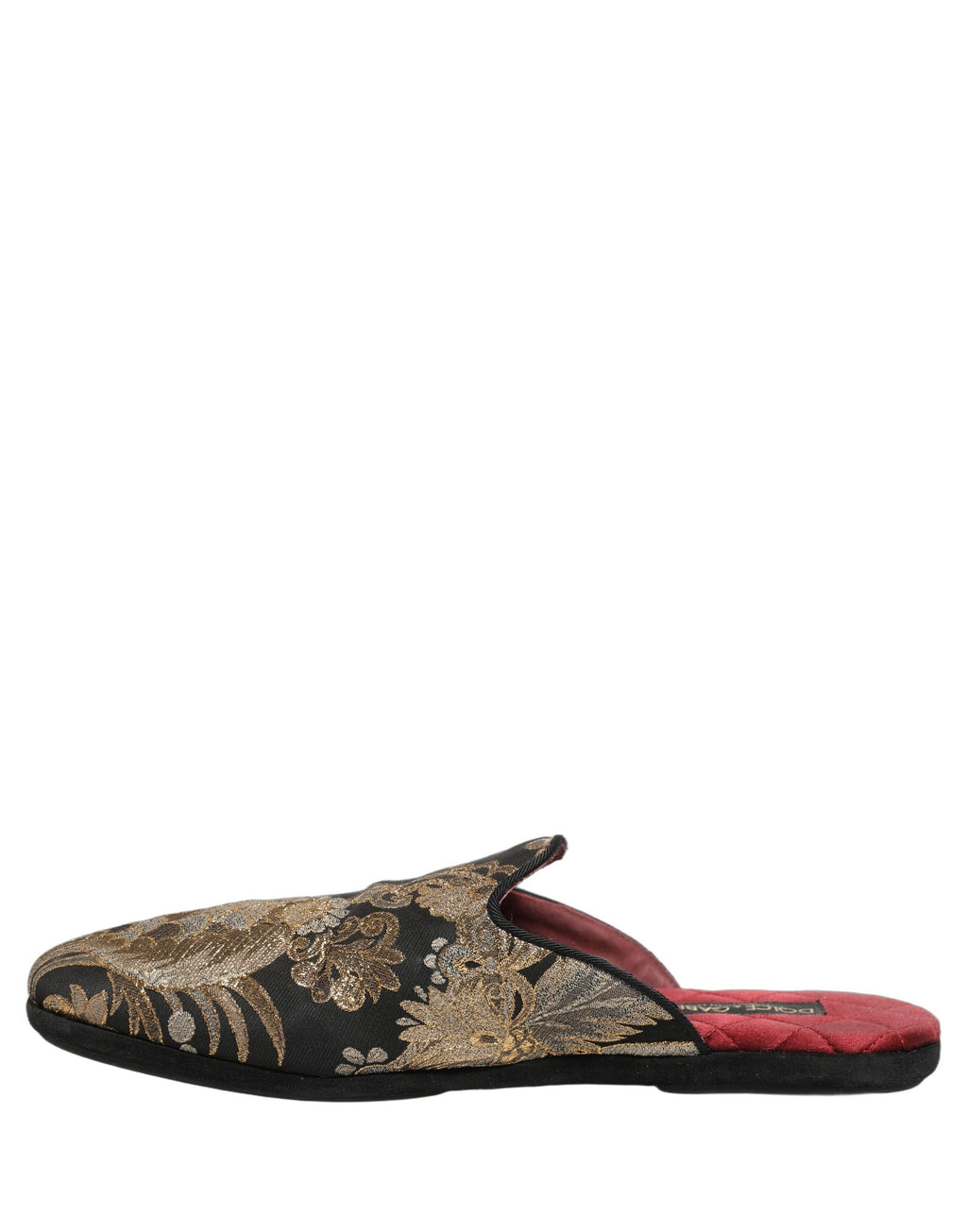 Dolce & Gabbana Schwarze florale Jacquard-Flats Sandalen Herrenschuhe
