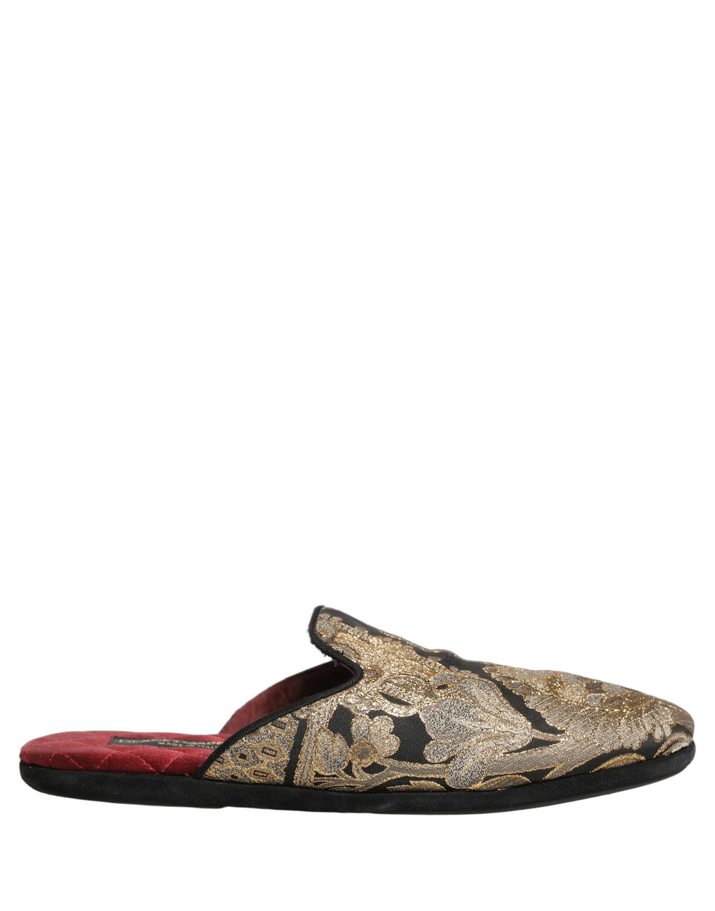 Dolce & Gabbana Schwarze florale Jacquard-Flats Sandalen Herrenschuhe