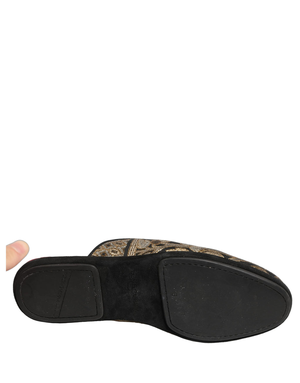 Dolce & Gabbana Schwarze florale Jacquard-Flats Sandalen Herrenschuhe