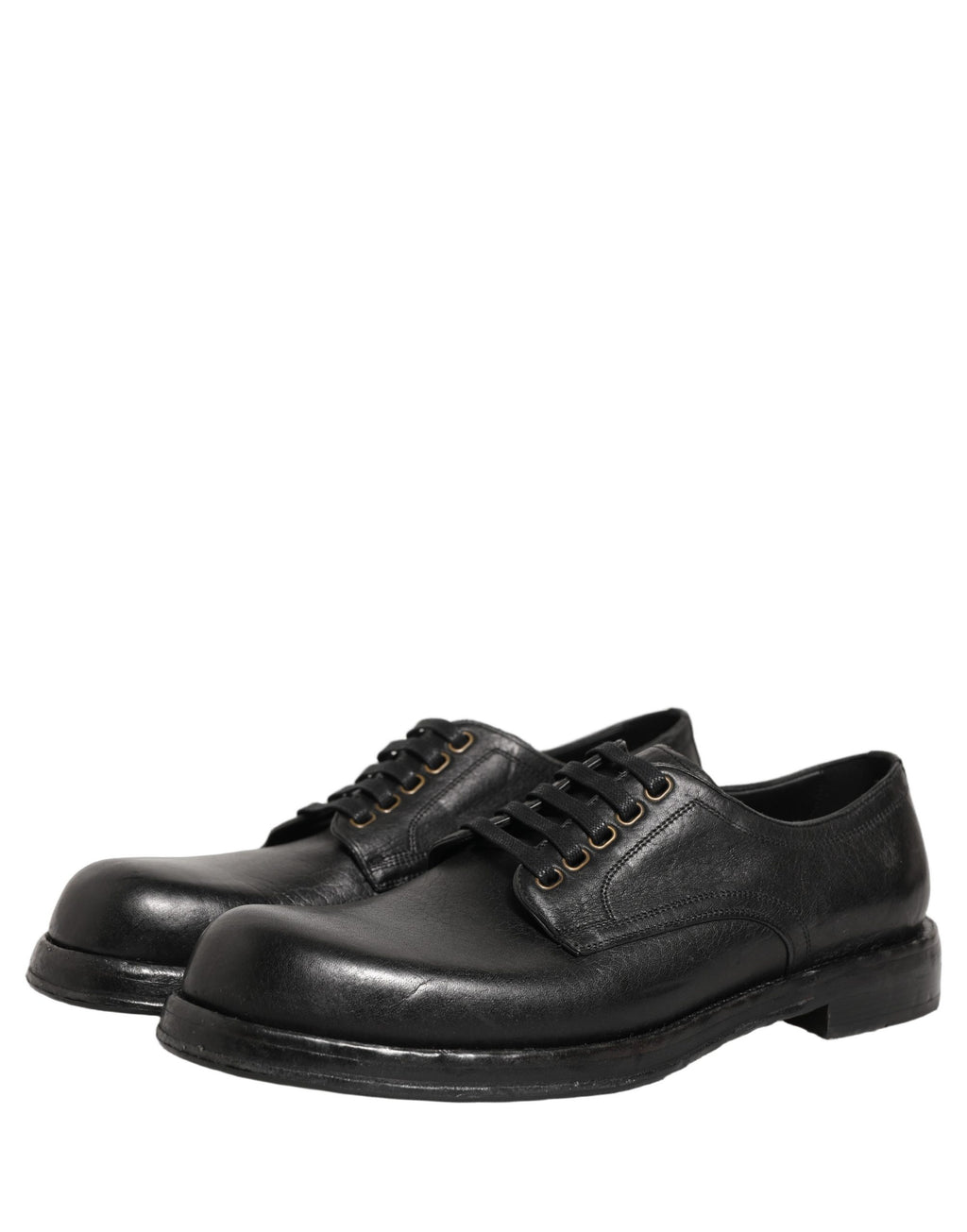 Dolce & Gabbana Schwarze Leder Schnür-Derby Herrenschuhe