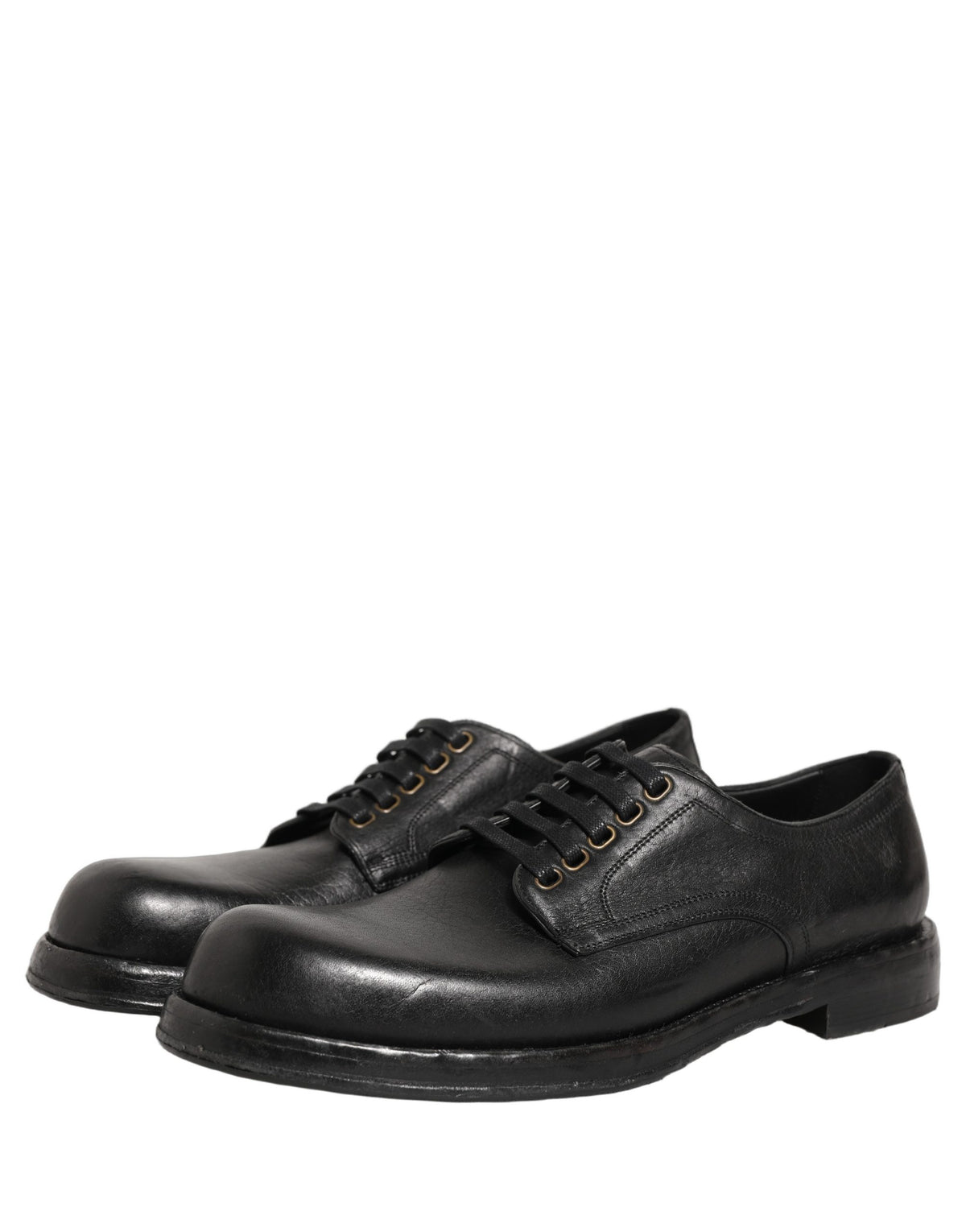 Dolce & Gabbana Schwarze Leder Schnür-Derby Herrenschuhe