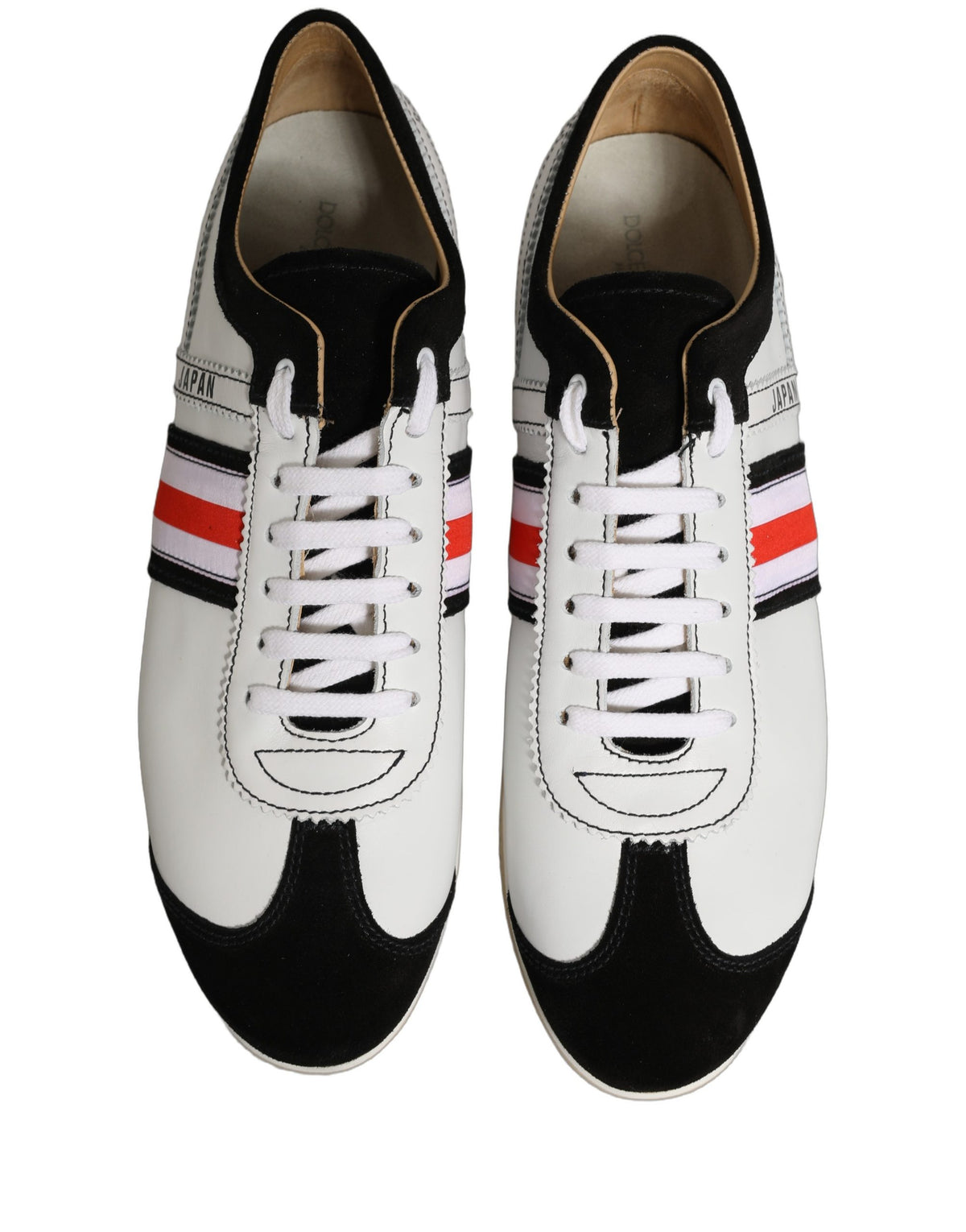 Dolce & Gabbana Schwarz Weiß Leder Wildleder Low Top Sneaker Schuhe