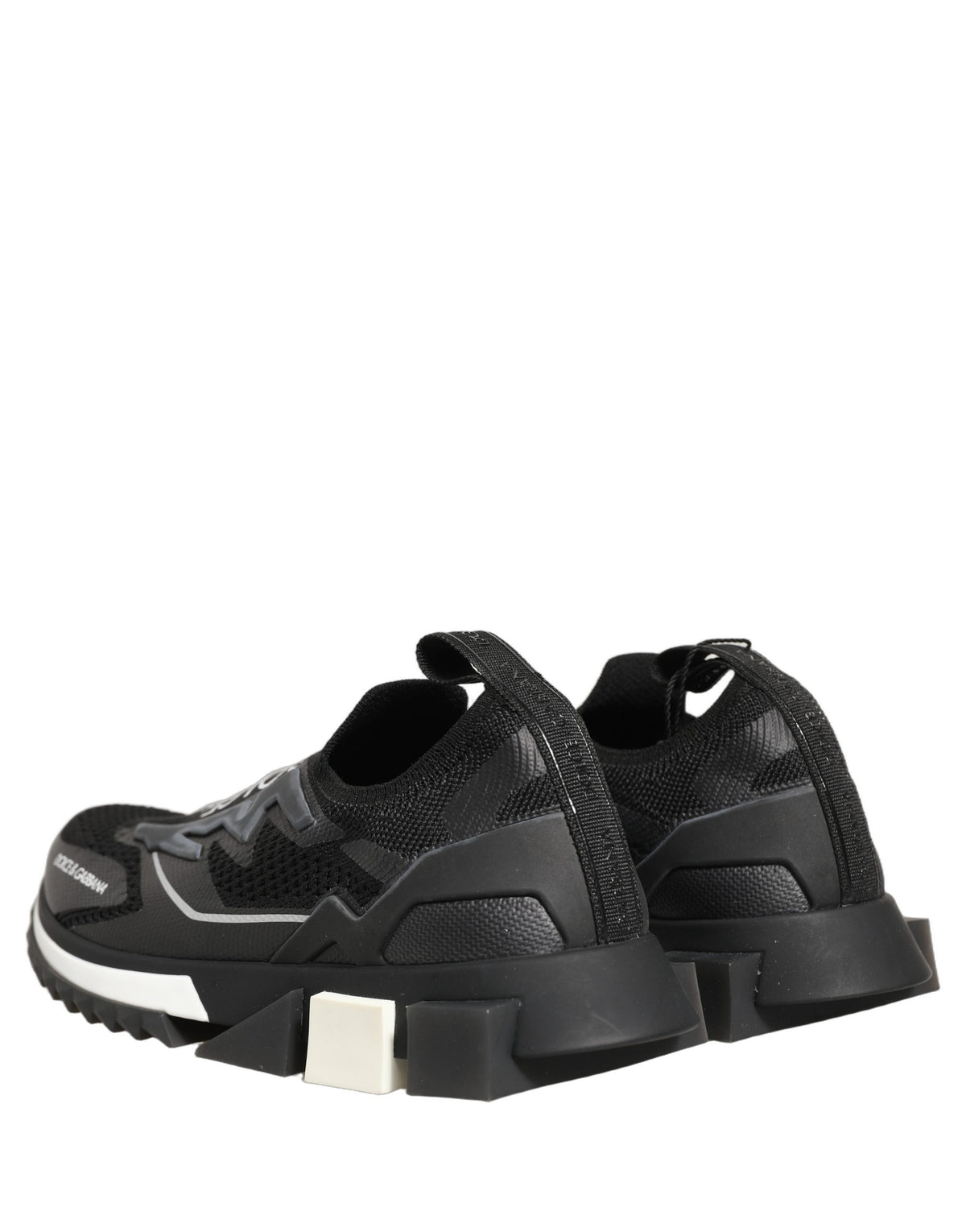Dolce & Gabbana Schwarz-Weiße Sorrento Slip-On Logo Sneaker Schuhe