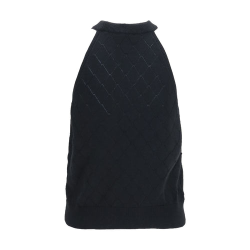 Balmain Black Wool Oves Aries Sleeveles T-Shirt