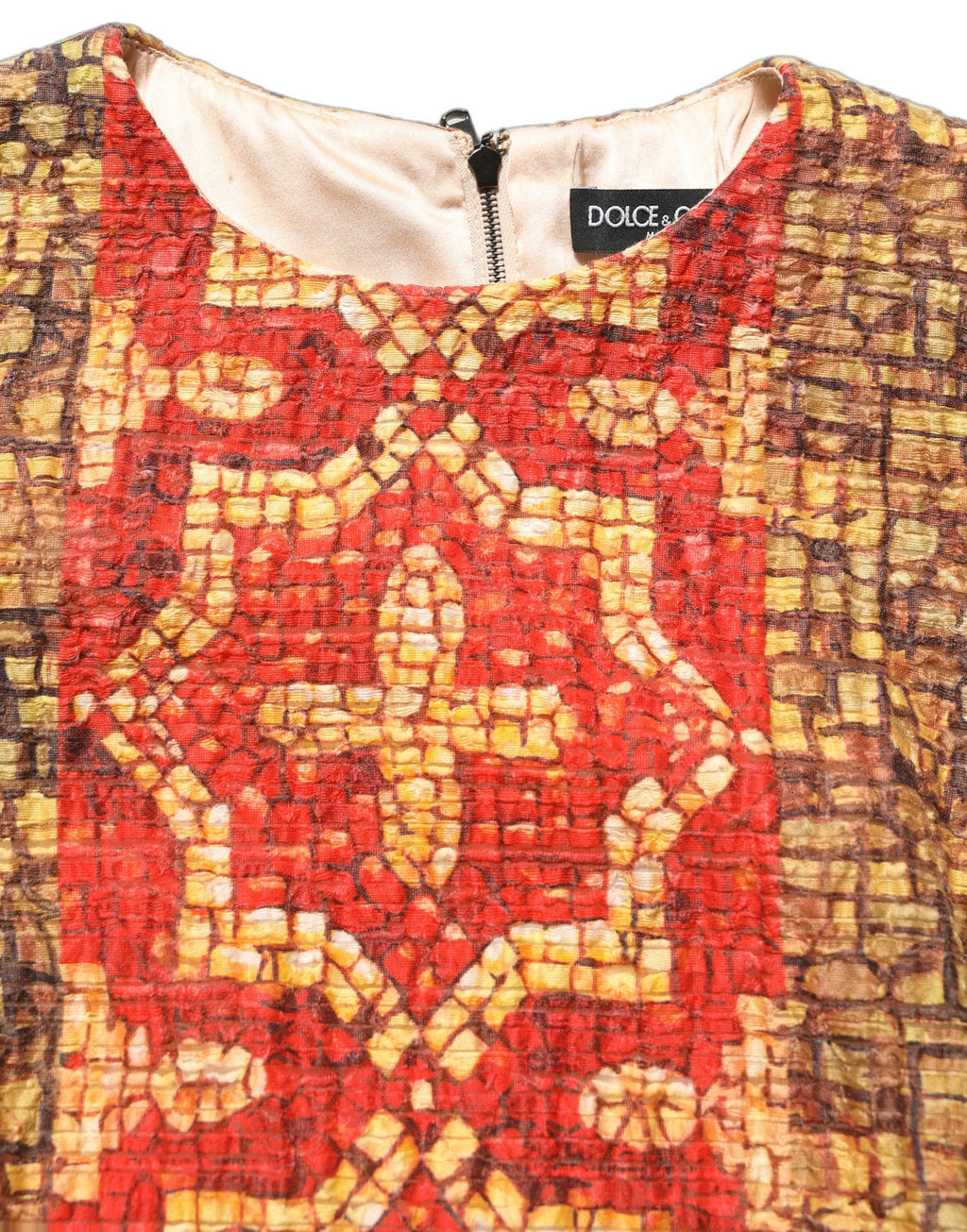 Dolce & Gabbana Mini-Kleid mit langen Ärmeln und mehrfarbigem Mosaikmuster
