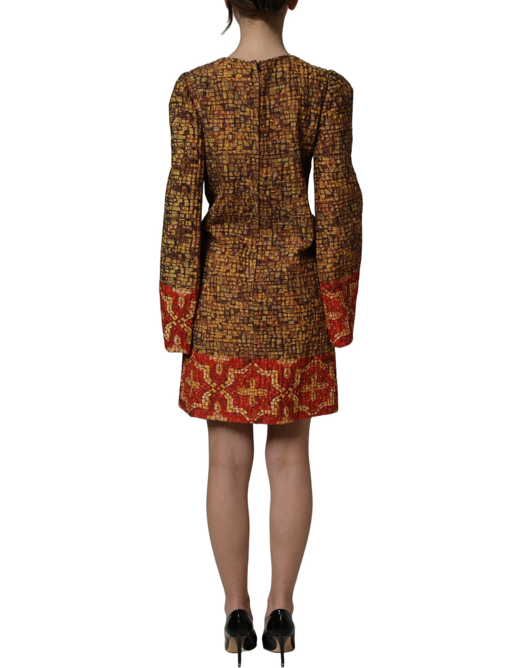 Dolce & Gabbana Mini-Kleid mit langen Ärmeln und mehrfarbigem Mosaikmuster