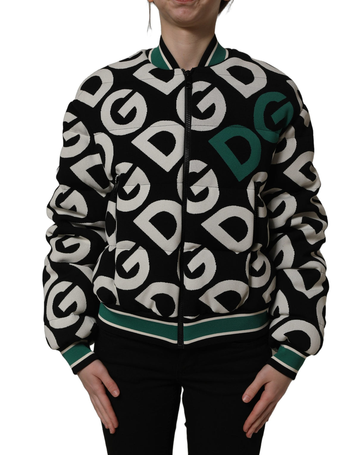 Dolce & Gabbana Multicolor-Logo Bomberjacke mit durchgehendem Reißverschluss