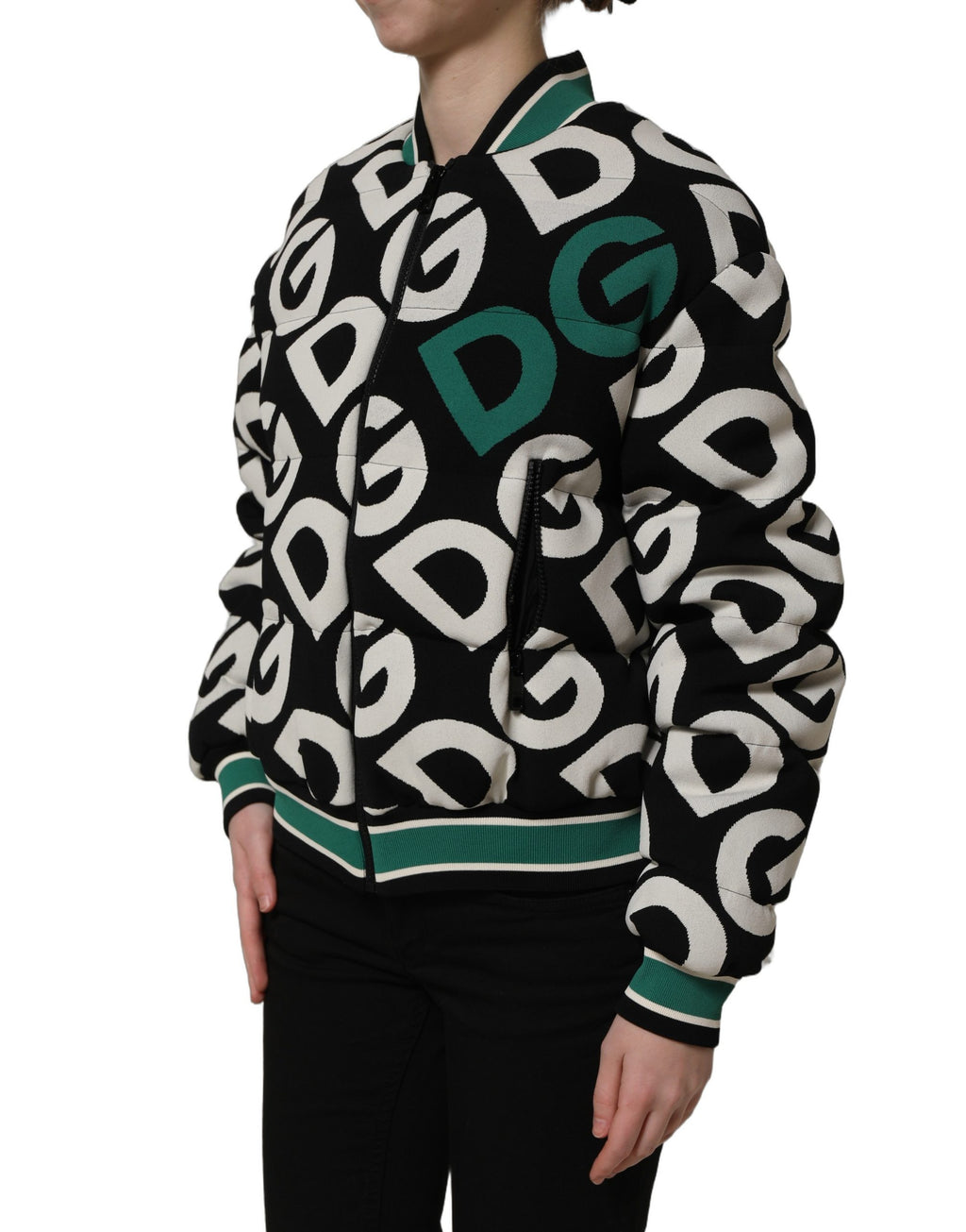 Dolce & Gabbana Multicolor-Logo Bomberjacke mit durchgehendem Reißverschluss