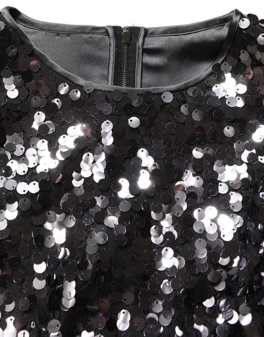 Dolce & Gabbana Schwarze Pailletten-Crop-Bluse mit langen Ärmeln