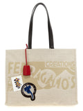 Ferragamo Beige Fabric Tote Bag