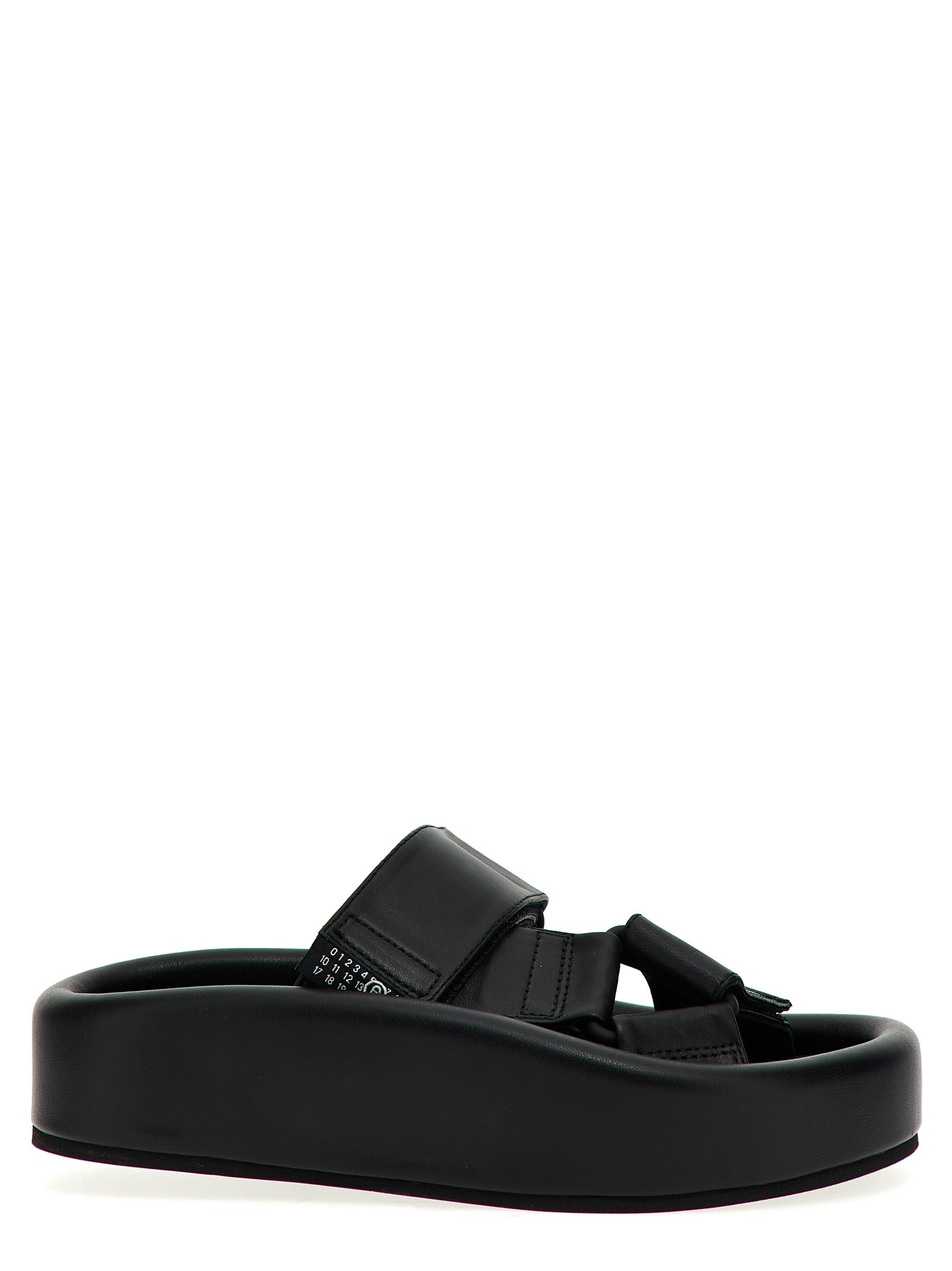 MM6 Maison Margiela Black Leather Slides