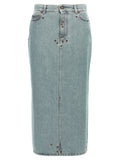 Moschino Blue Cotton Midi Skirt