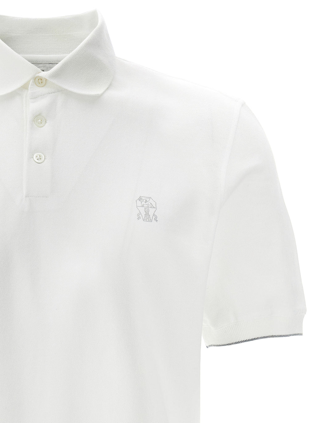 Brunello Cucinelli White Cotton Polo Shirt