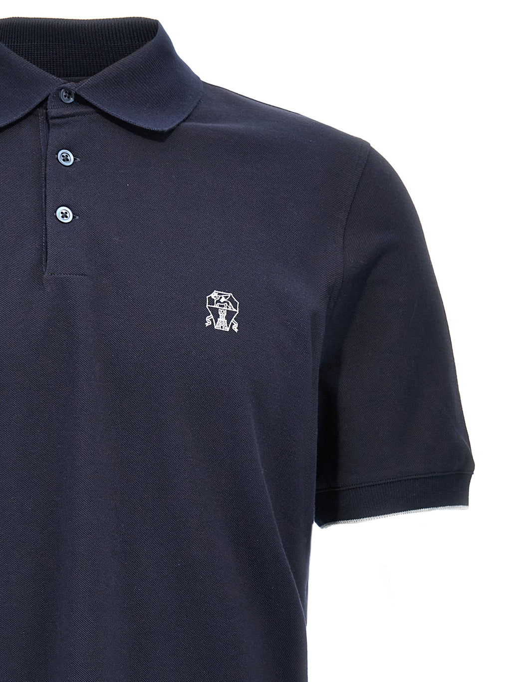 Brunello Cucinelli Blue Cotton Polo Shirt