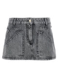 The Attico Gray Cotton Long Skirt