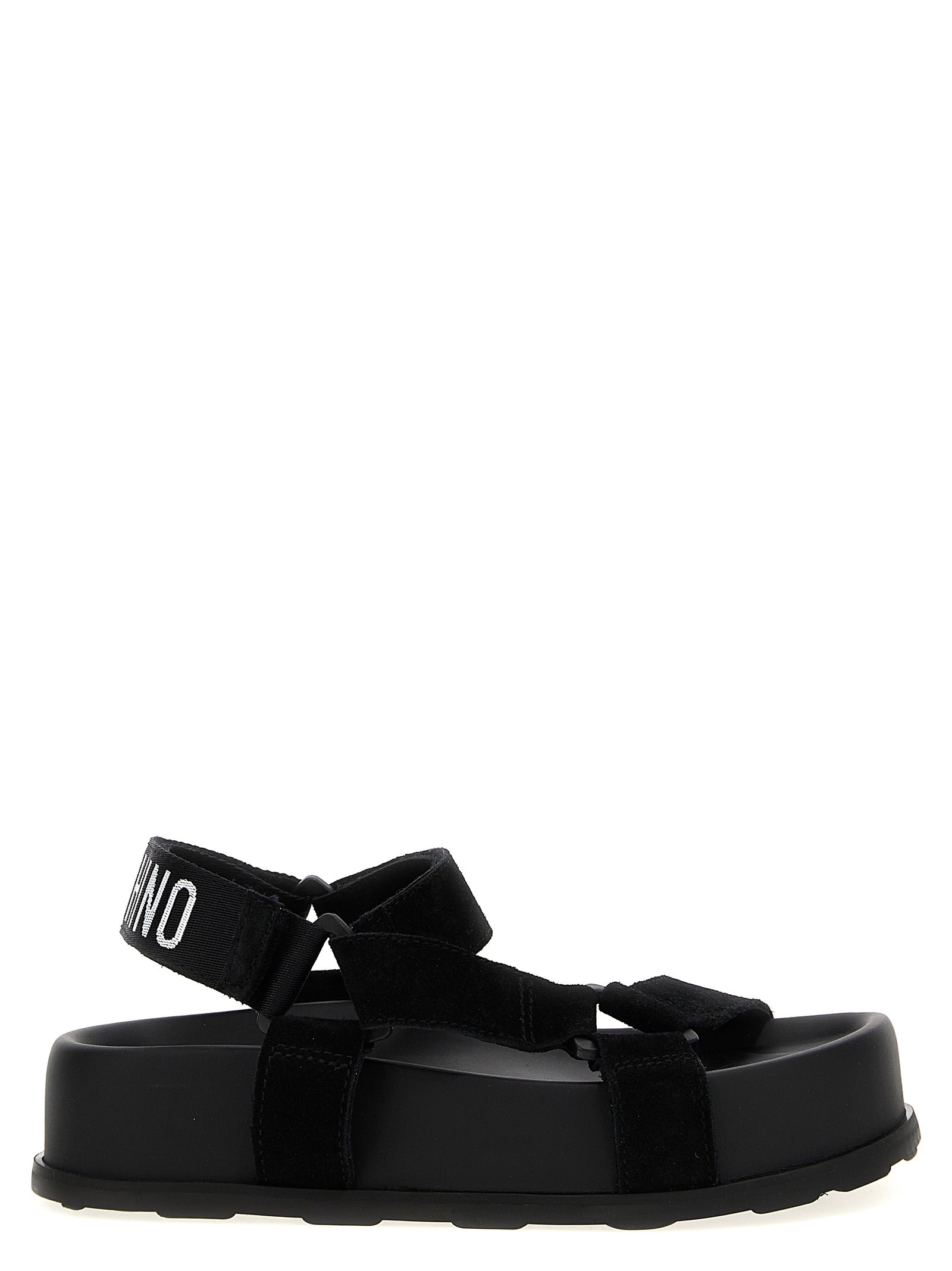 Moschino Black Calfskin Flat Sandals