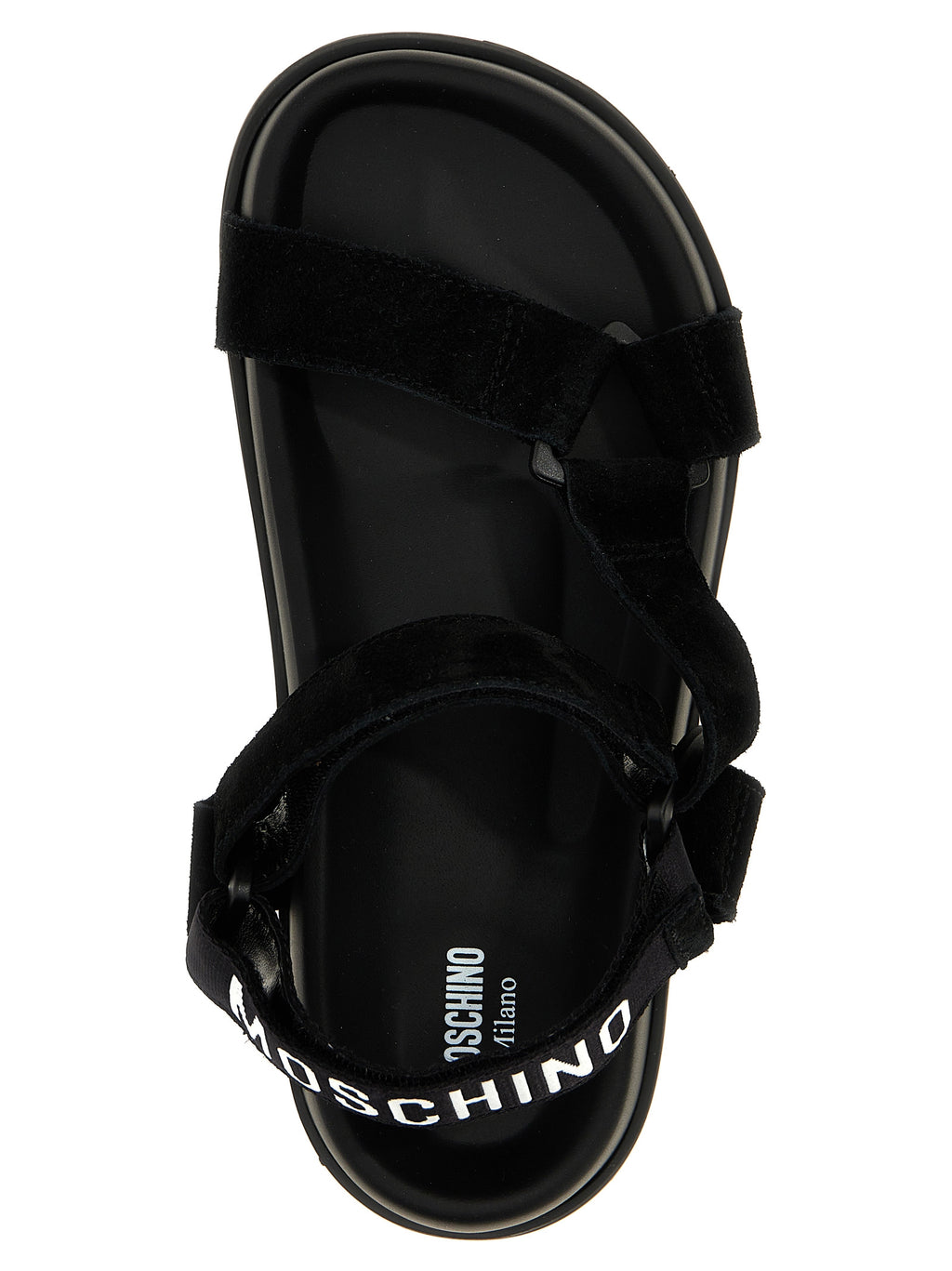 Moschino Black Calfskin Flat Sandals