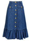 Valentino Garavani Blue Cotton Midi Skirt