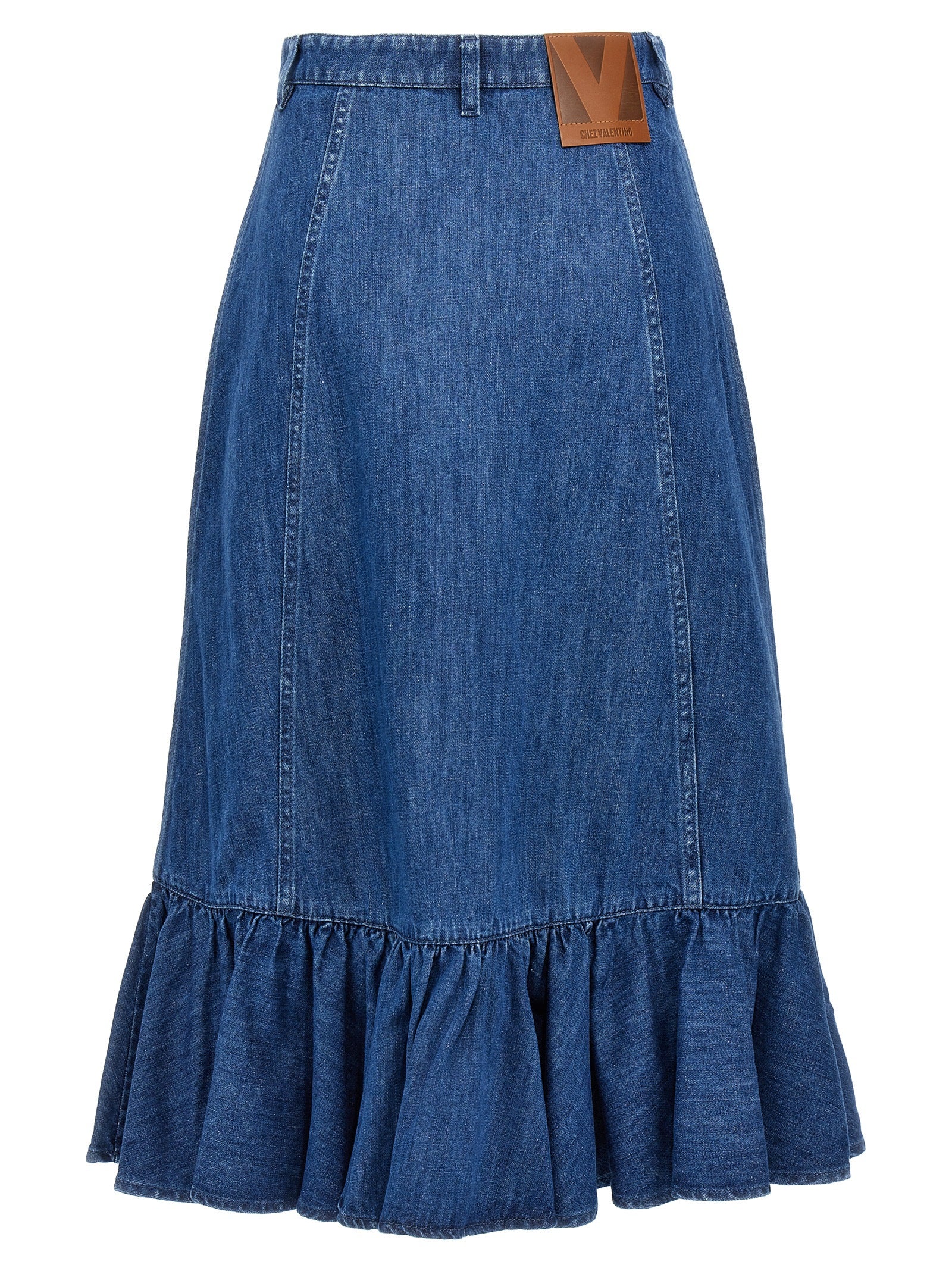 Valentino Garavani Blue Cotton Midi Skirt