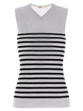 Khaite Bicolor Wool Sleeveles T-Shirt