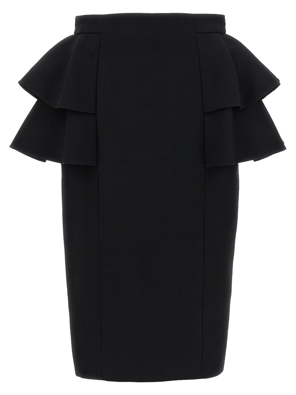 Valentino Garavani Black Virgin Wool Midi Skirt
