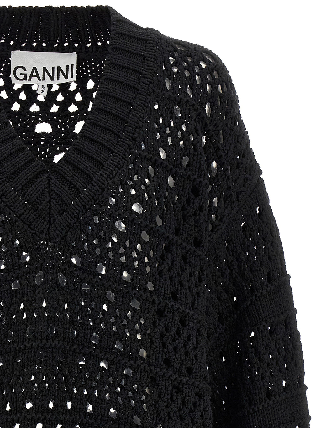 Ganni Black Cotton Cardigan