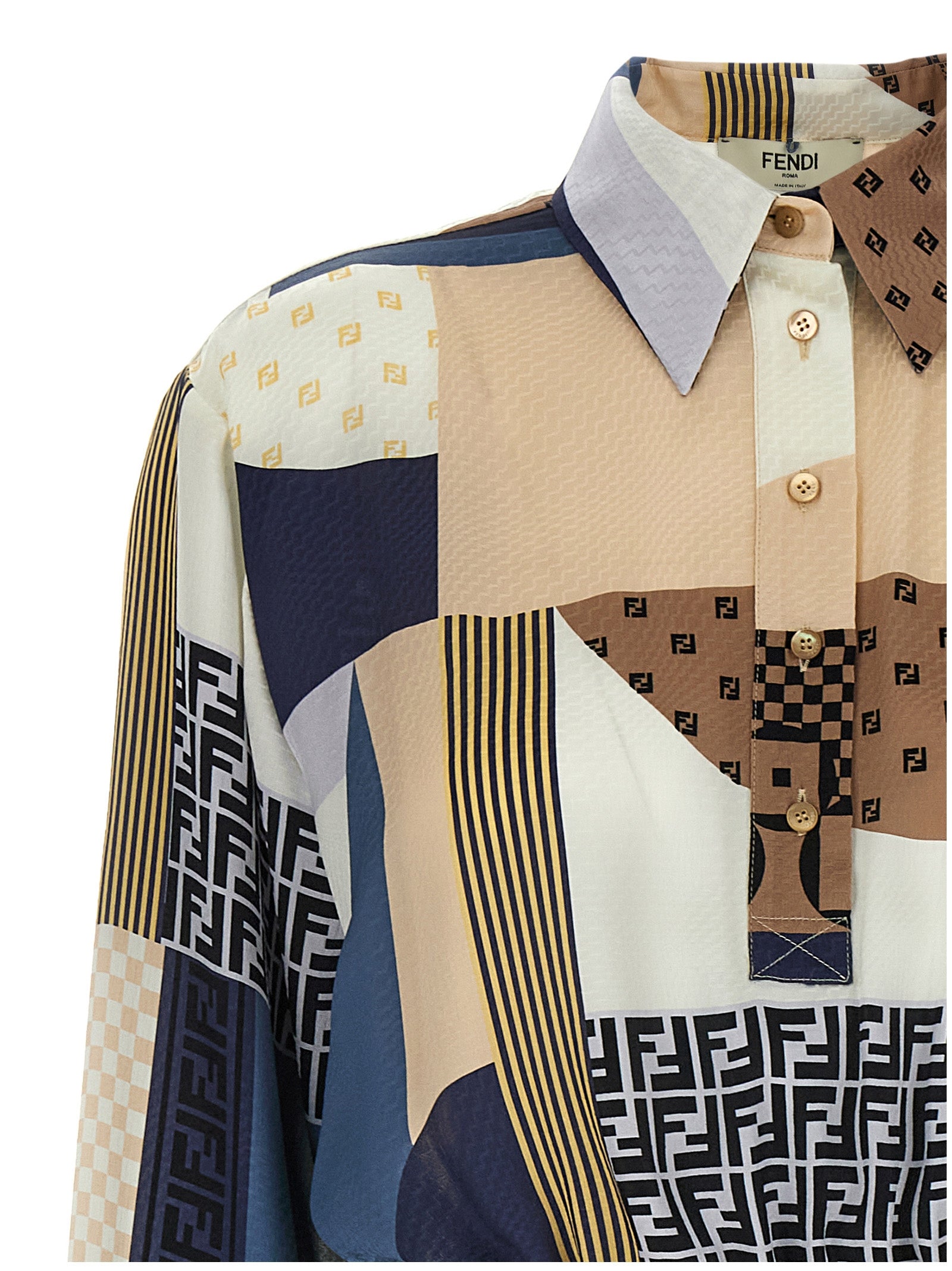 Fendi Multicolor Silk Midi Dress