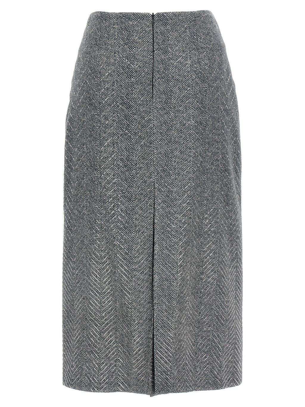 Ermanno Scervino Gray Silk Midi Skirt