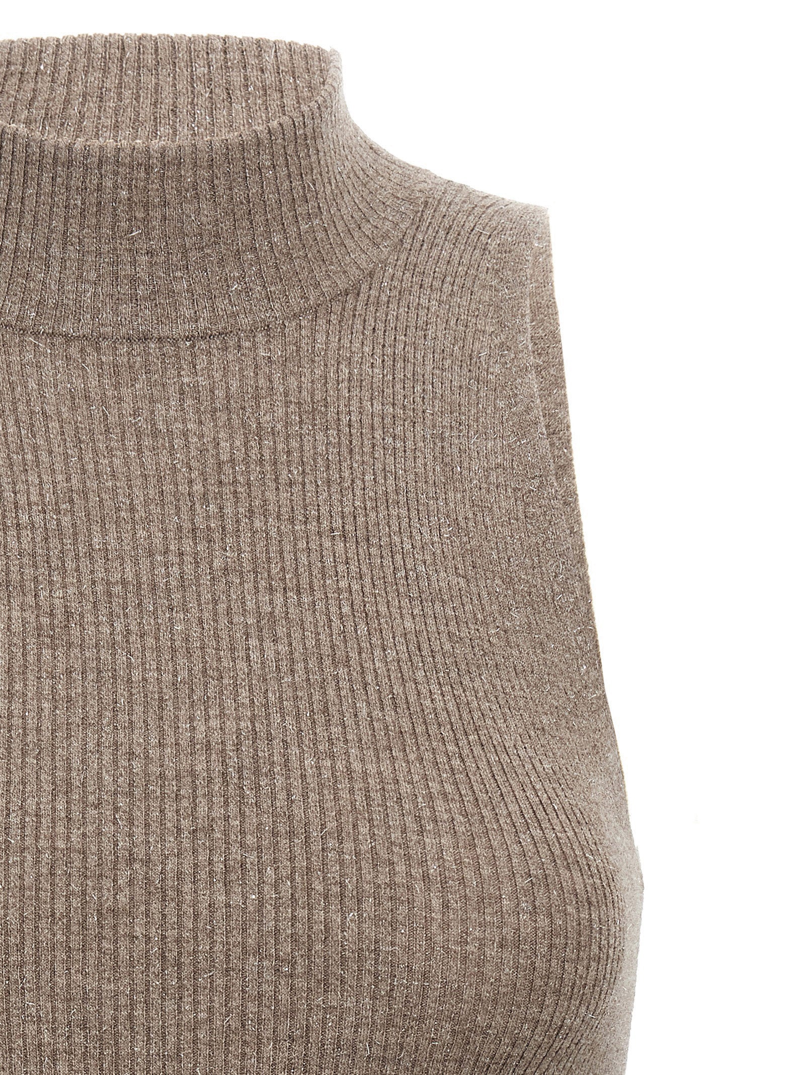 Brunello Cucinelli Brown Cashmere Sleeveles Sweater
