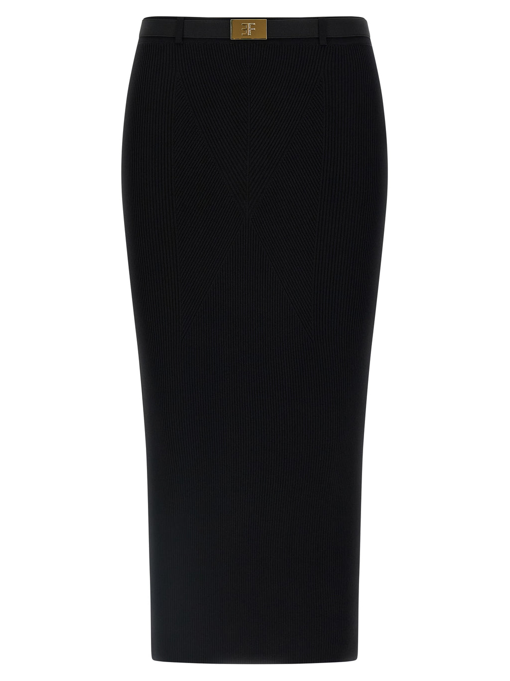 Elisabetta Franchi Black Viscose Midi Skirt