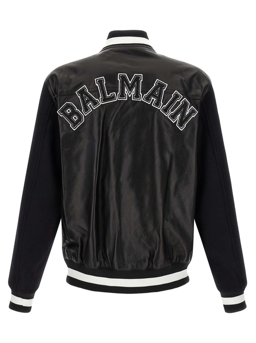Balmain Bicolor Lamb Leather Leather Jacket
