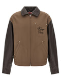 Kenzo Brown Virgin Wool Leather Jacket