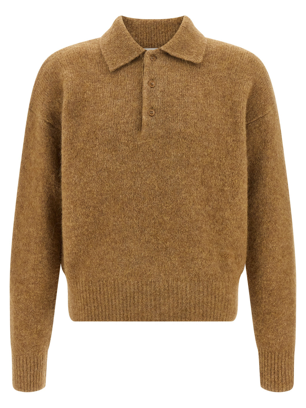 Ami Paris Beige Alpaca Leather Polo Shirt