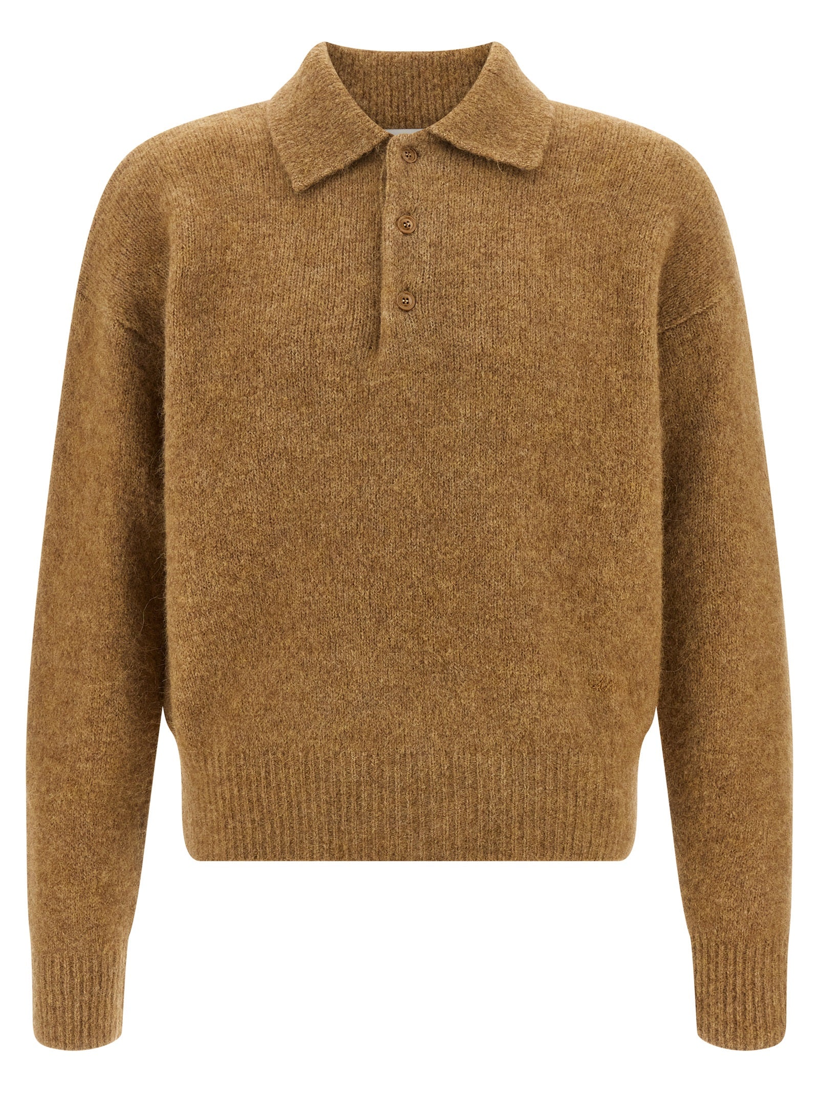 Ami Paris Beige Alpaca Leather Polo Shirt