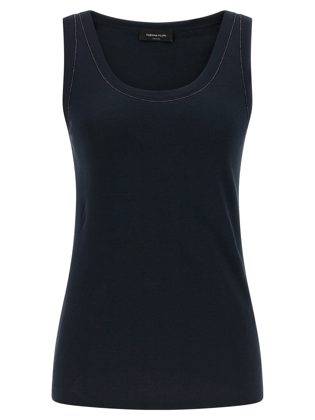 Fabiana Filippi Blue Cotton Sleeveles T-Shirt