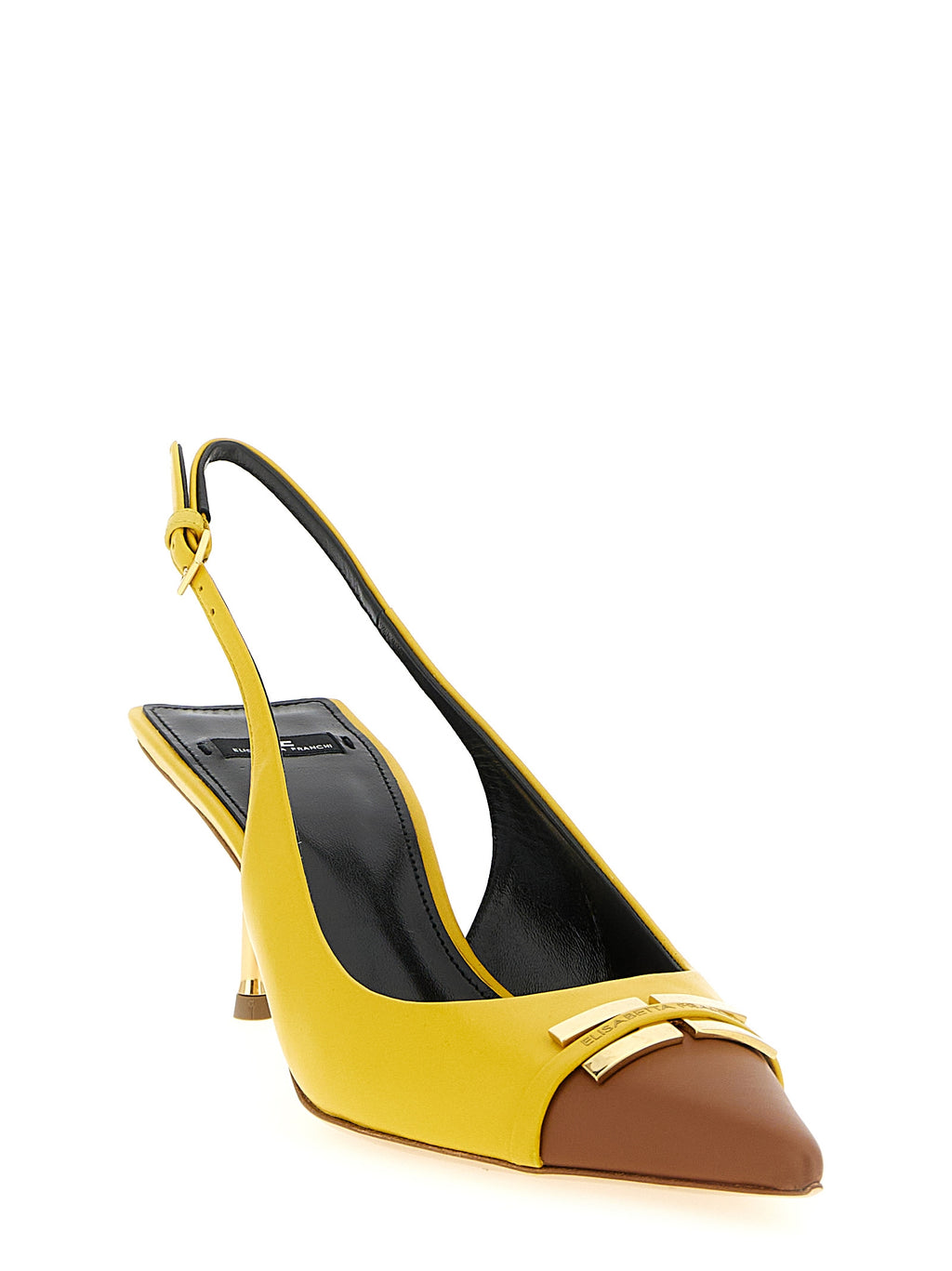 Elisabetta Franchi Bicolor Leather Mid Heel Pumps