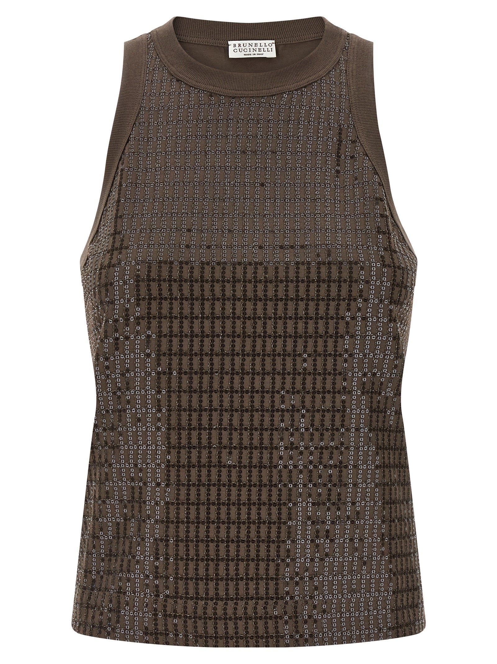 Brunello Cucinelli Brown Cotton Tank Tops