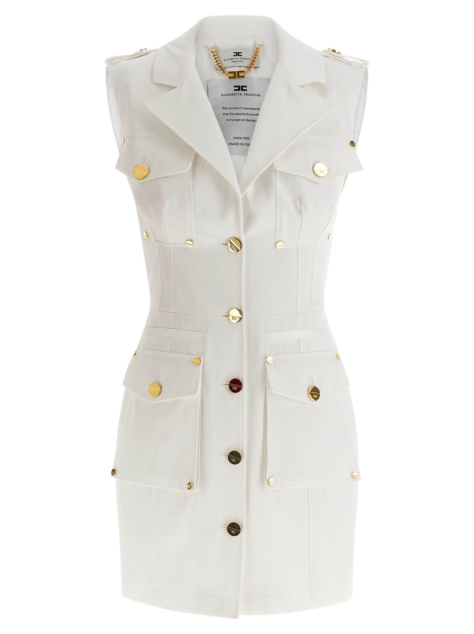 Elisabetta Franchi White Cotton Short Dress