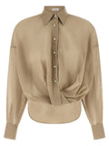 Brunello Cucinelli Beige Cotton Blouse